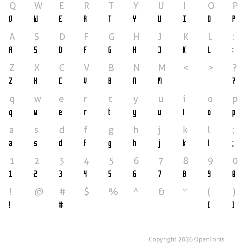 Character Map of Retriga Regular