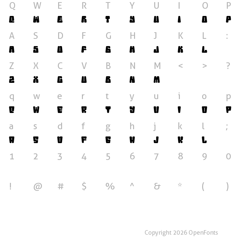 Character Map of Retro Disco DEMO Regular