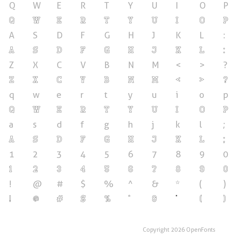 Character Map of Retro Grade Outline