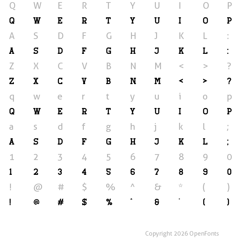 Character Map of Retro Grade Regular
