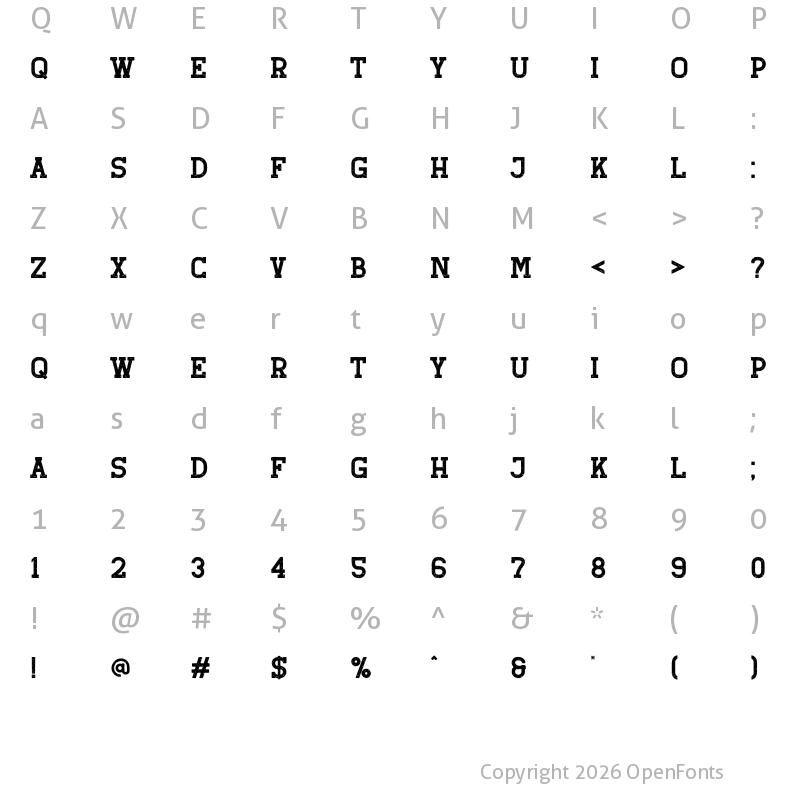 Character Map of Retro Grade Rough