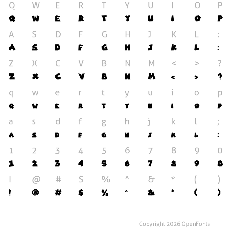 Character Map of Retro Mario Regular