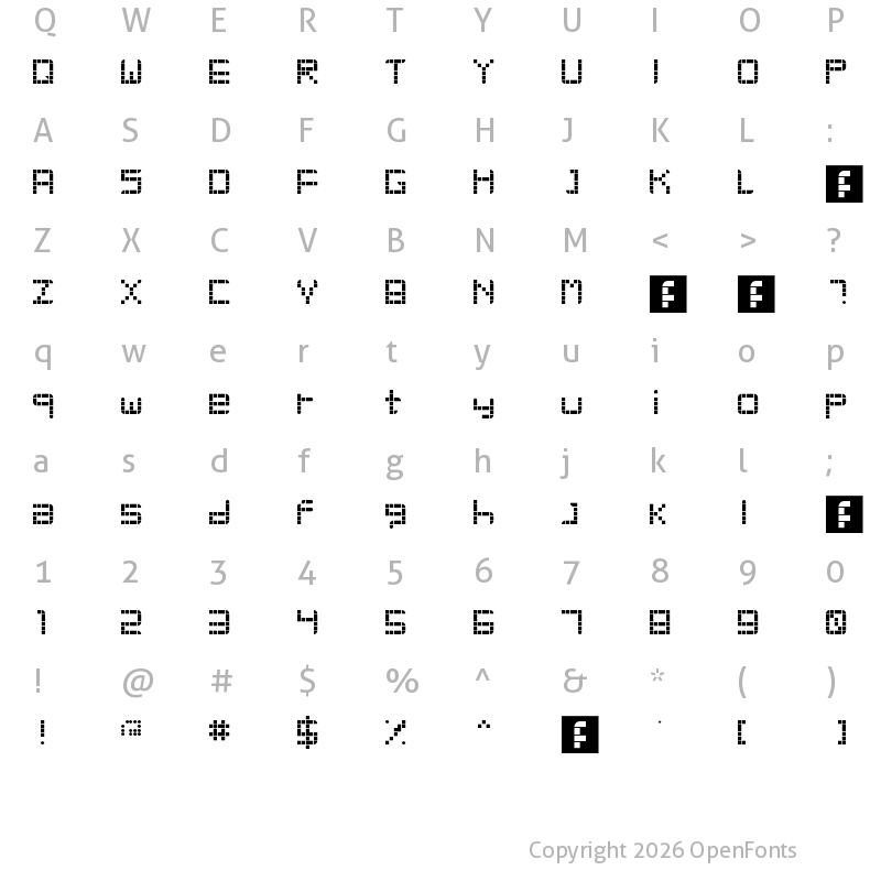Character Map of Retro Party Regular