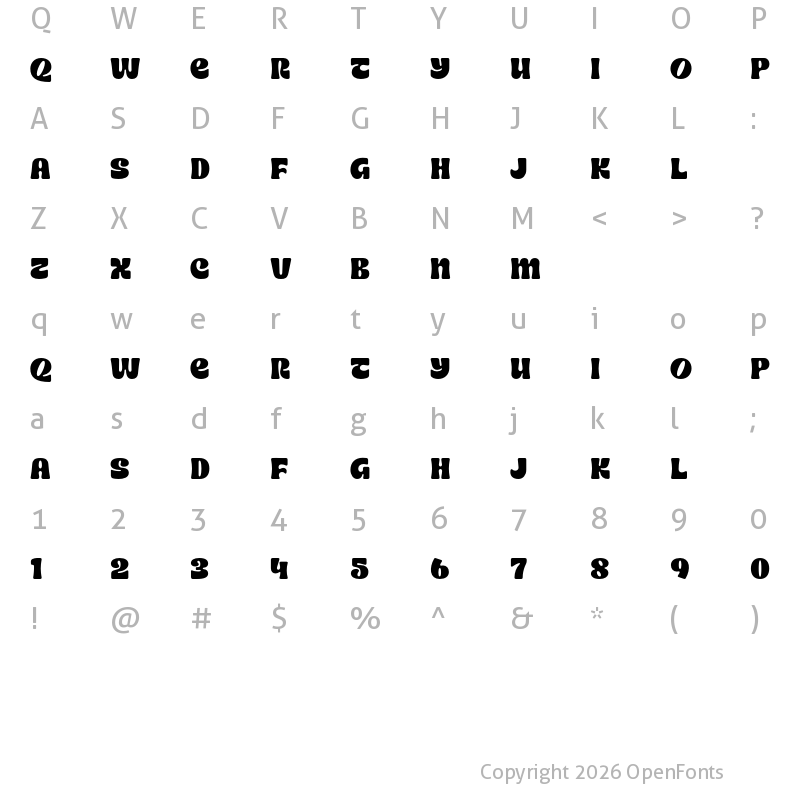 Character Map of Retro Star Regular