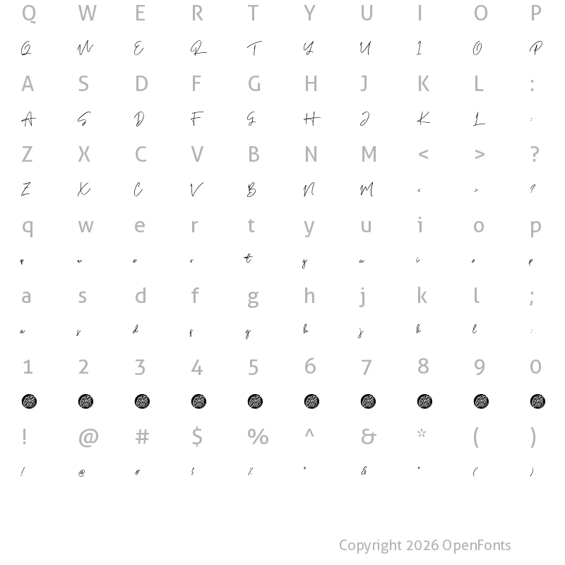 Character Map of Retrograph Demo Regular
