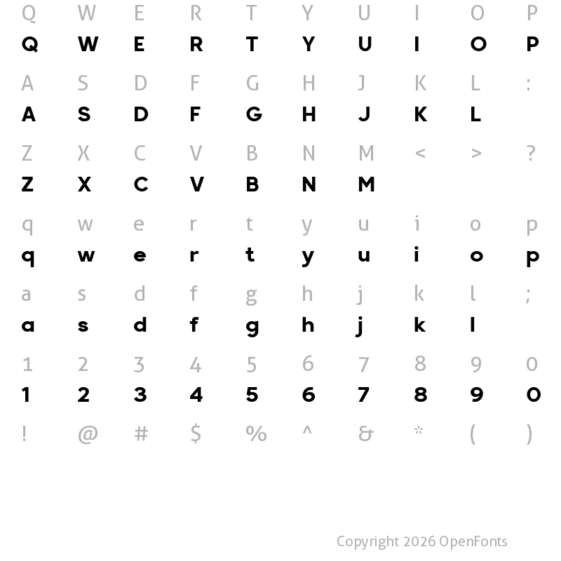 Character Map of Retroica Regular
