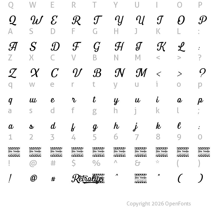 Character Map of Retrolife Personal Use Regular