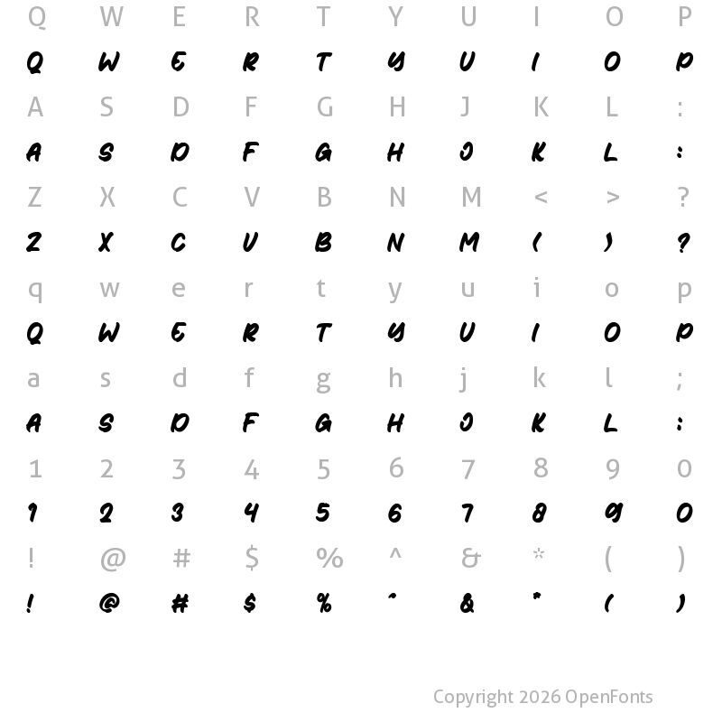 Character Map of Retrophile Italic