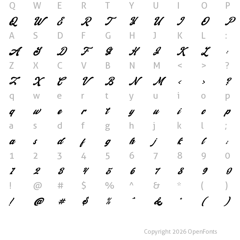 Character Map of Retrow Mentho Italic