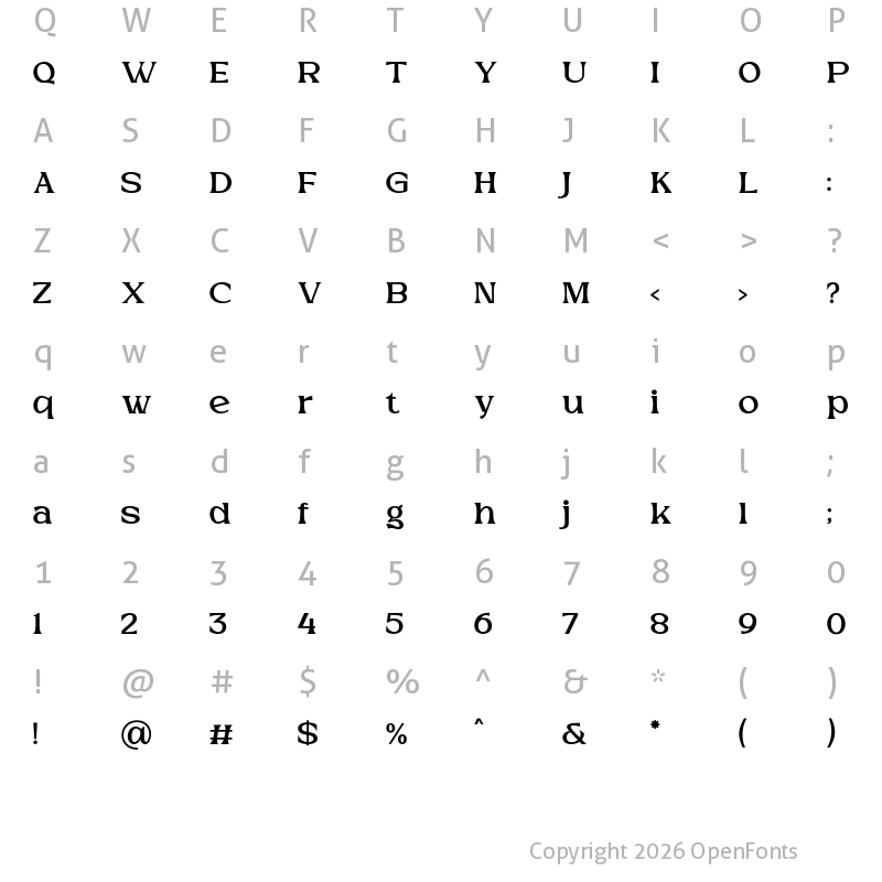 Character Map of Reusco Display Regular