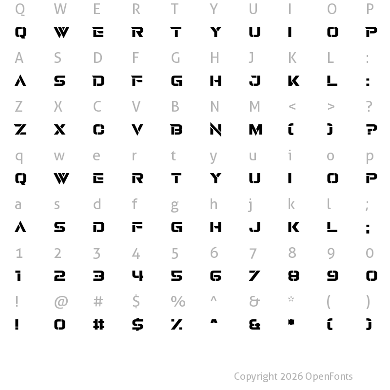 Character Map of Revamped Regular