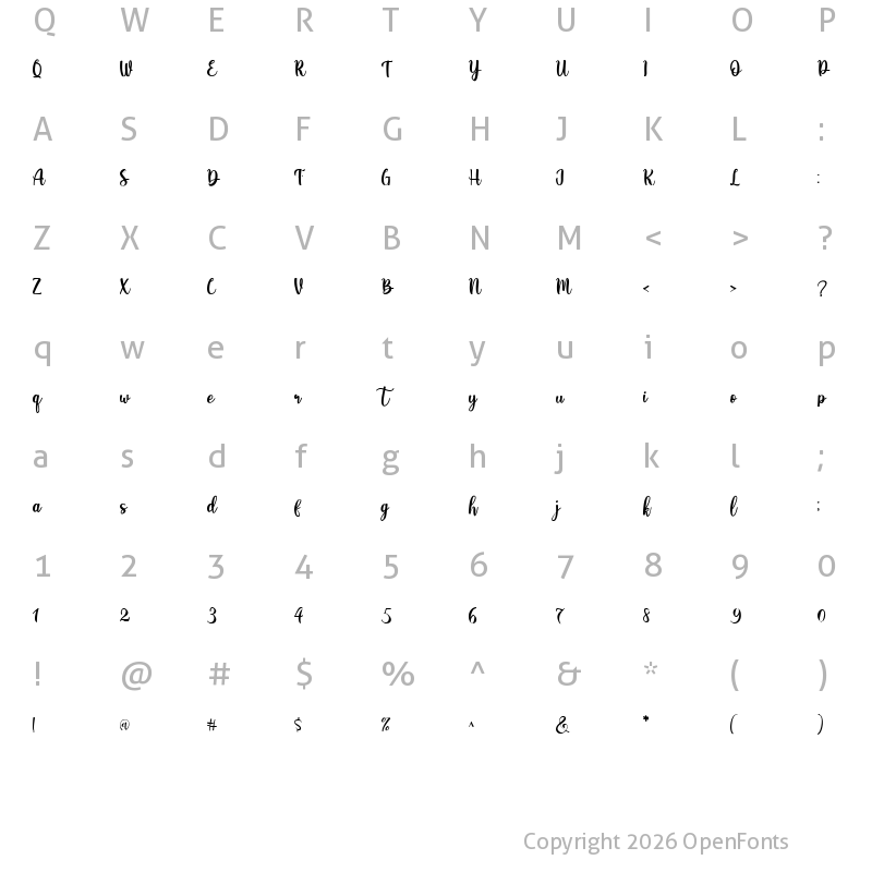 Character Map of Revania Regular