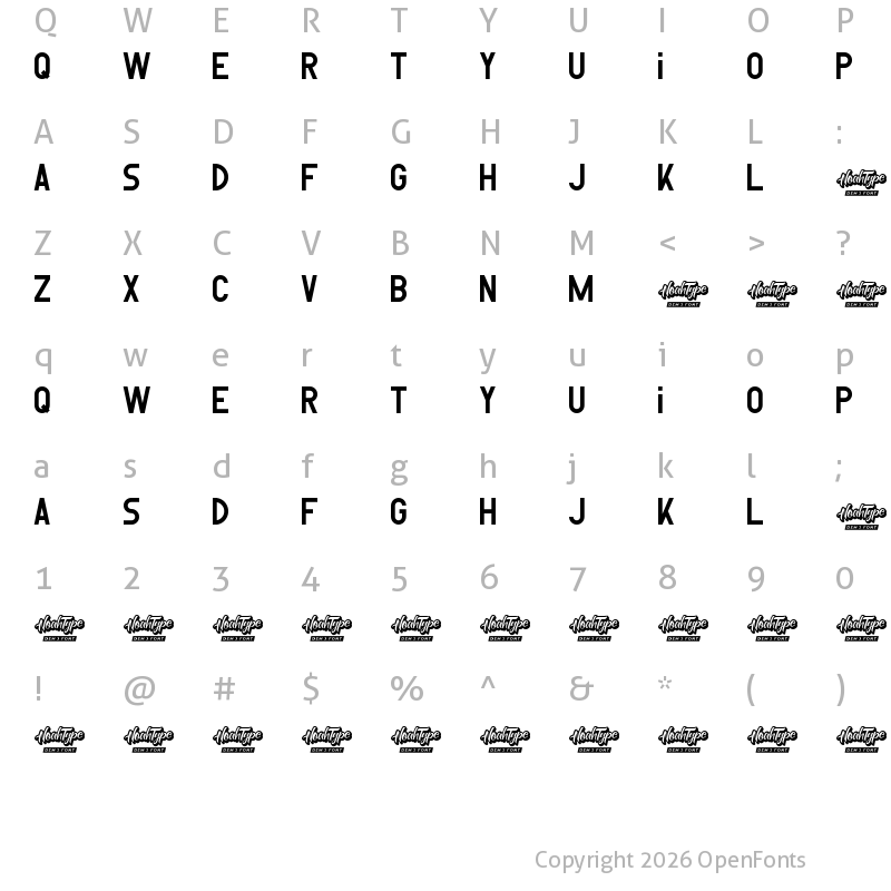 Character Map of Reversed Demo Regular
