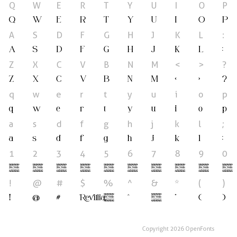 Character Map of Revillia Personal Use Regular
