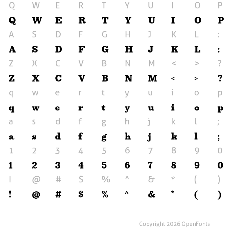 Character Map of Rewrite Bold