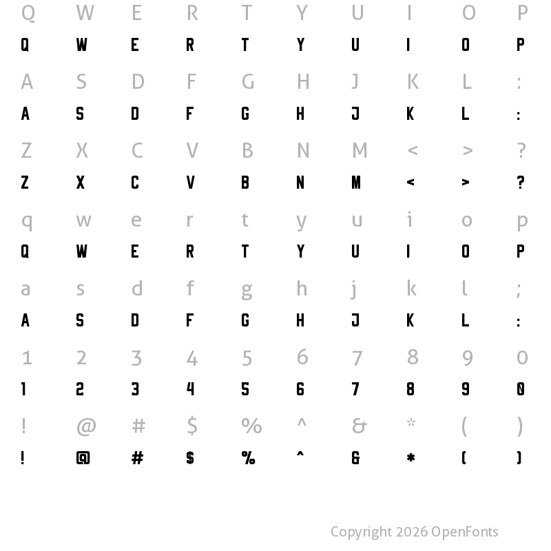 Character Map of Rheiborn Sans Clean Regular