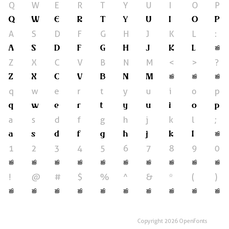 Character Map of RHELAX trial Regular