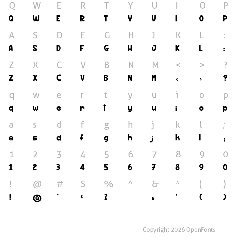 Character Map of Rhum Banane_PersonalUseOnly Regular