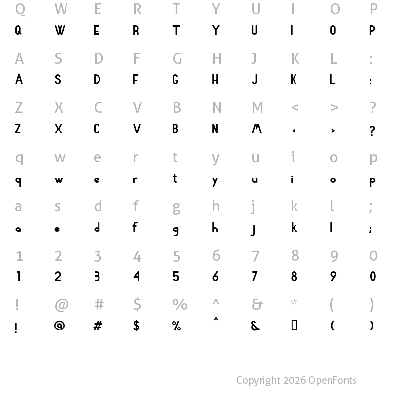 Character Map of Rhyder Regular