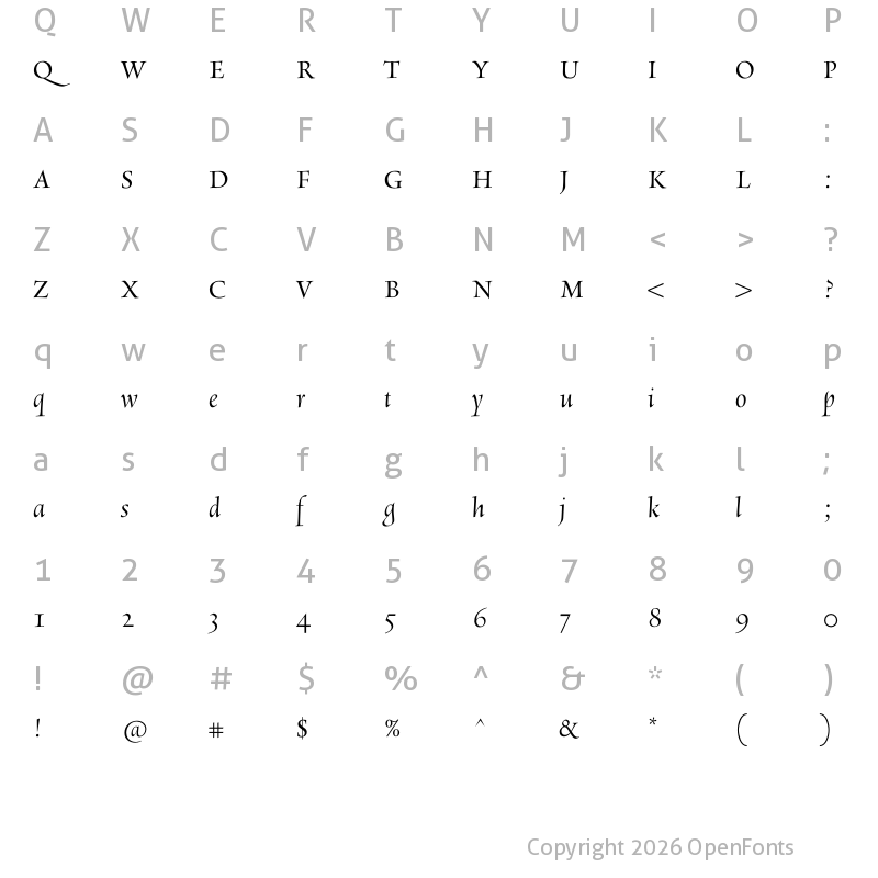 Character Map of Rialto Grande dF Italic