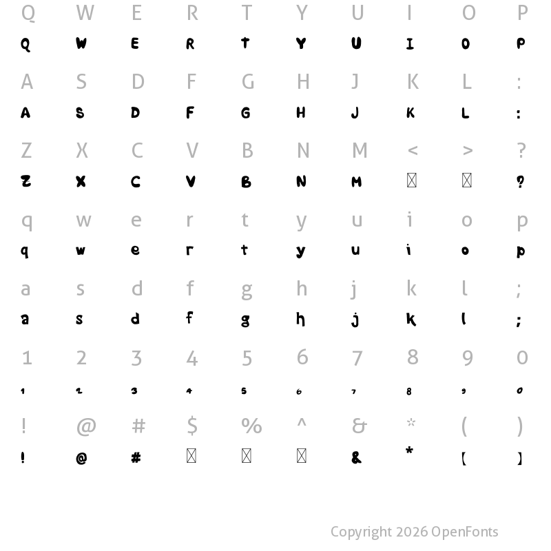 Character Map of Richard Love Regular