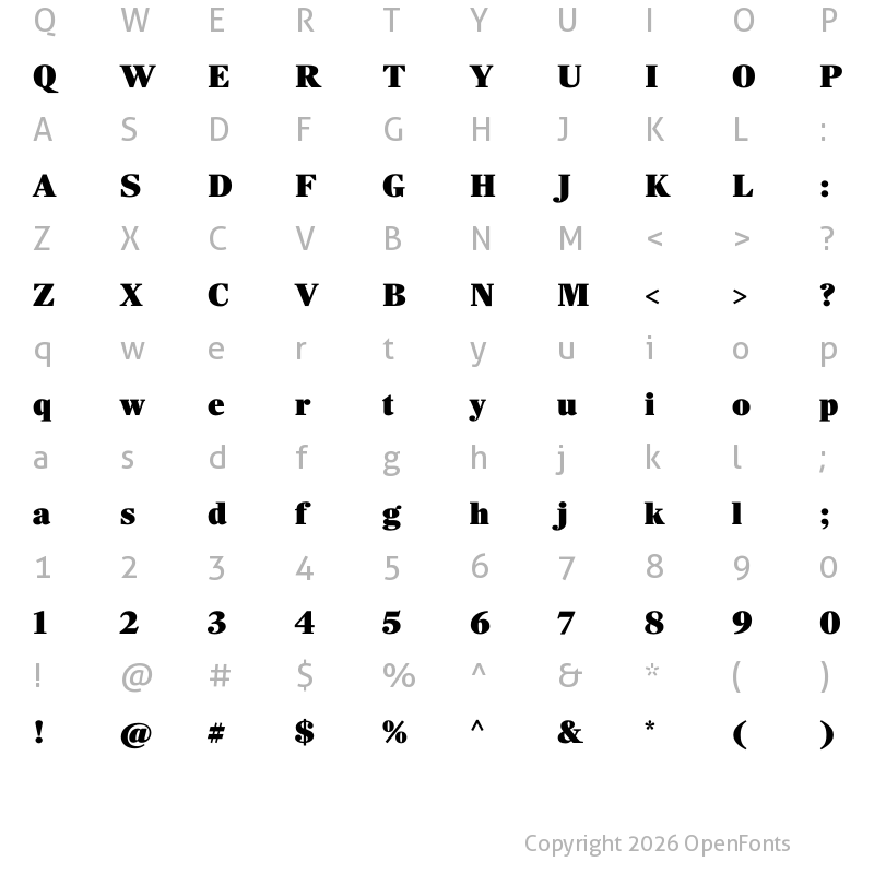 Character Map of Richmond Display Ultra Black