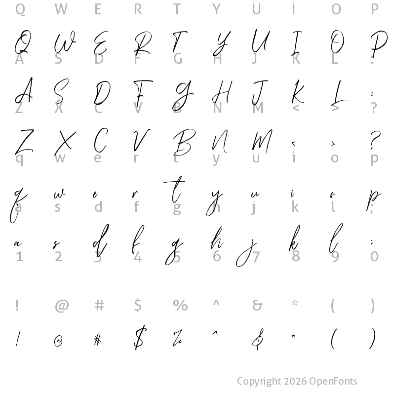 Character Map of Riclose Script Regular