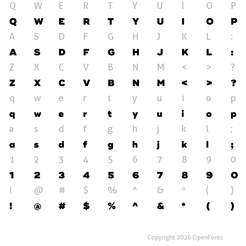 Character Map of Ridley Grotesk Black