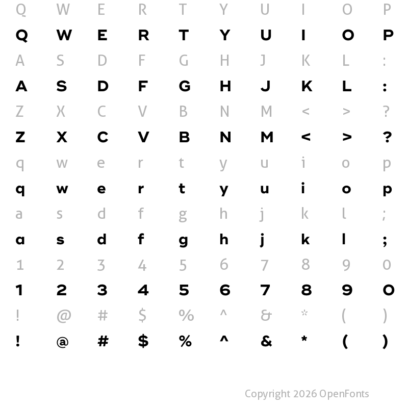 Character Map of Ridley Grotesk Bold