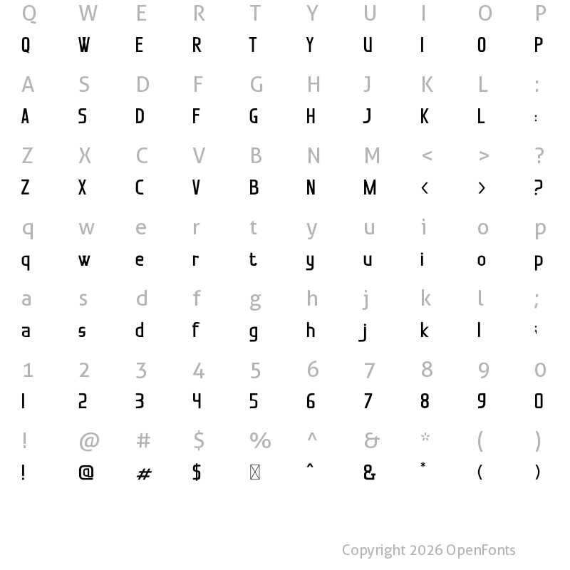 Character Map of Righbeam Vol 1 Free Regular