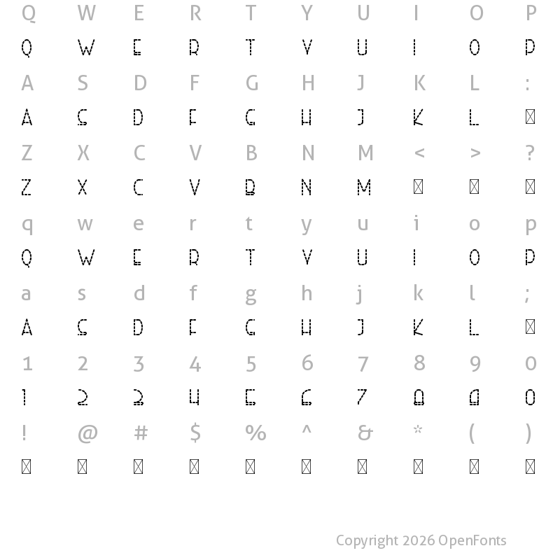 Character Map of Right Hand Bold Dash