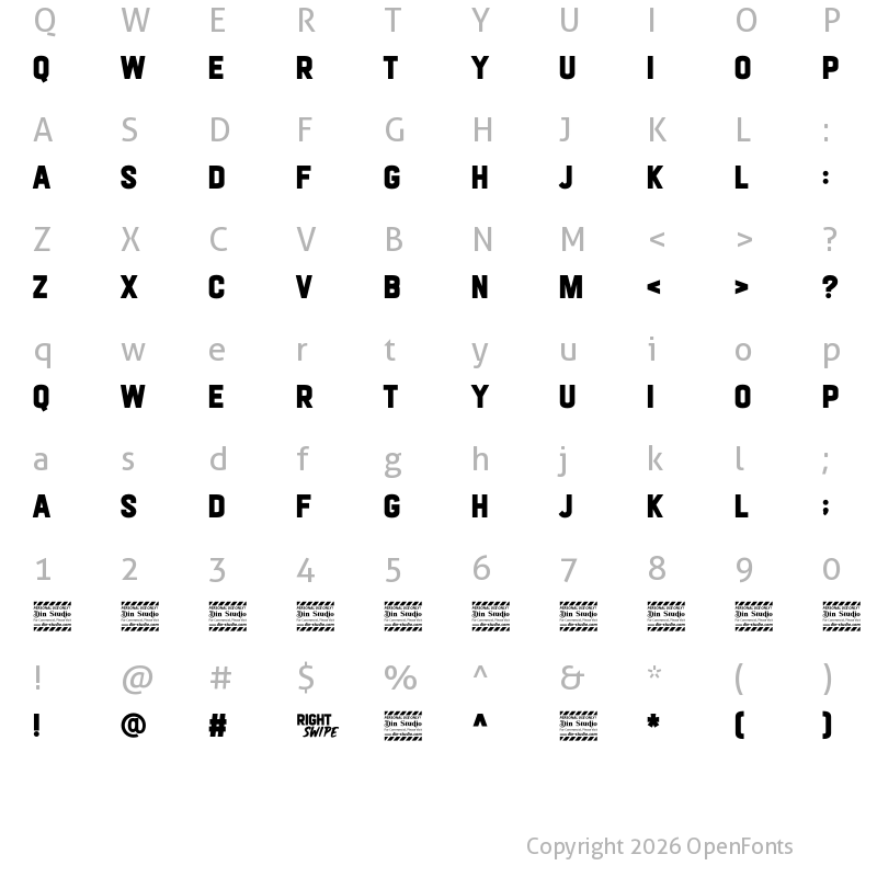 Character Map of Right Swipe Personal Use Sans