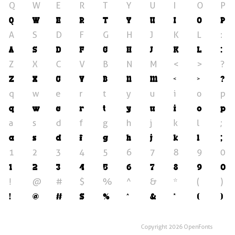 Character Map of Rigrofe Regular