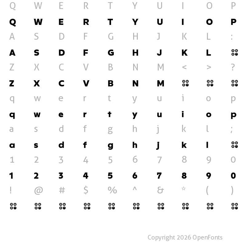 Character Map of Rileno Sans ExtraBold