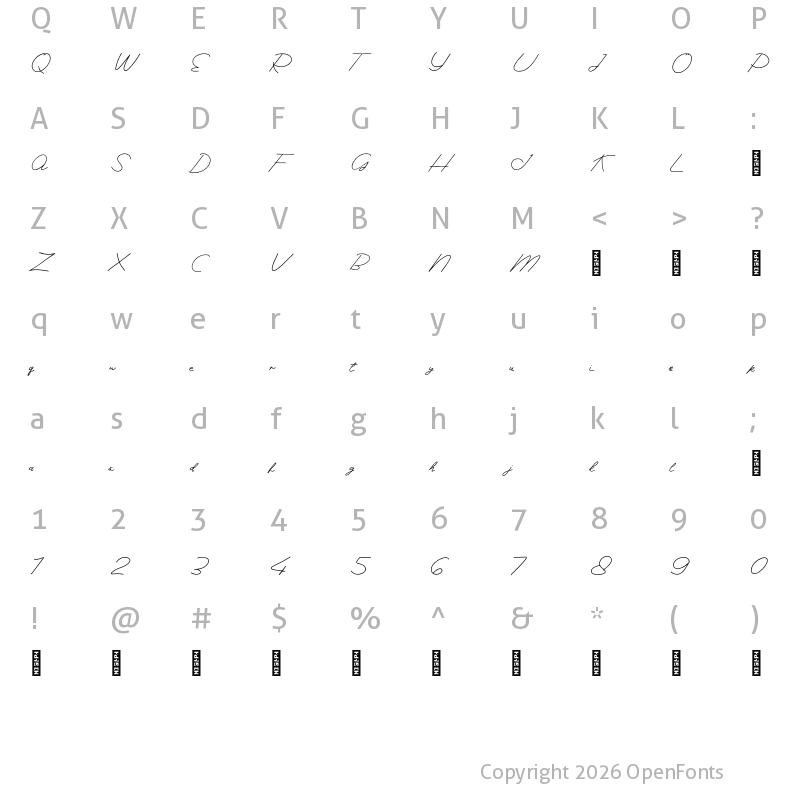 Character Map of Rintik Personal Use Regular