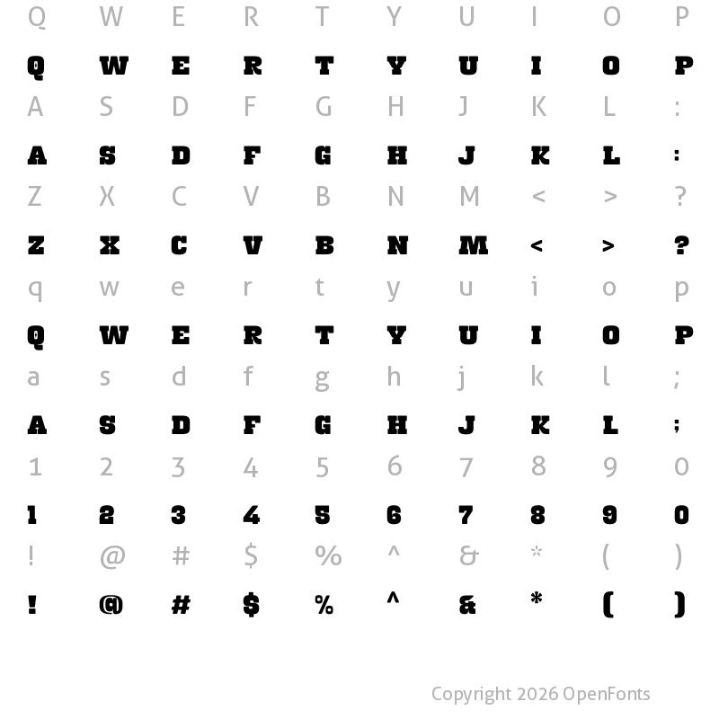Character Map of Rise Bold