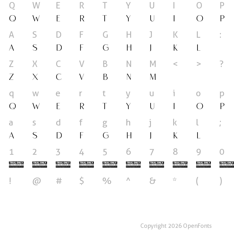 Character Map of Rise of Beauty Demo Extra Bold