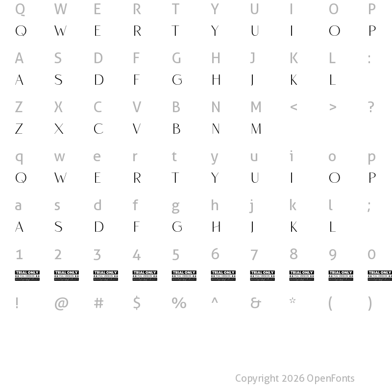 Character Map of Rise of Beauty Demo Semi Bold