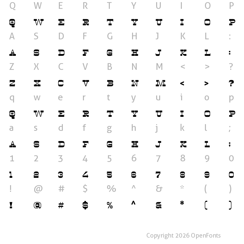 Character Map of Rise Regular
