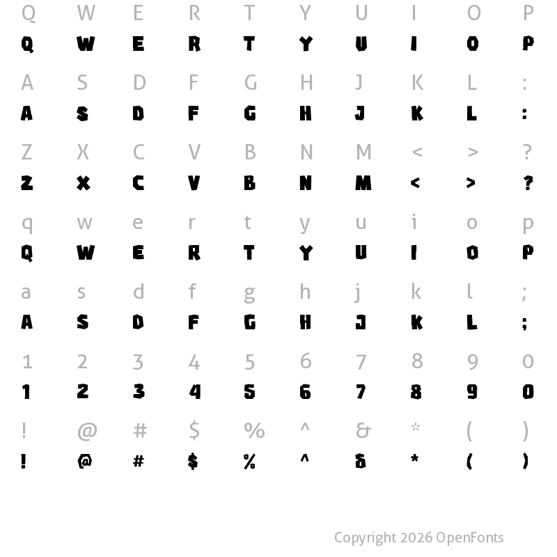 Character Map of River Adventurer Regular