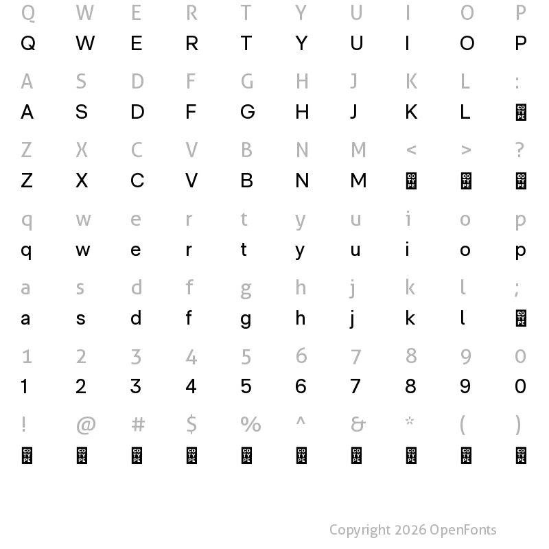 Character Map of RM Neue TRIAL Regular