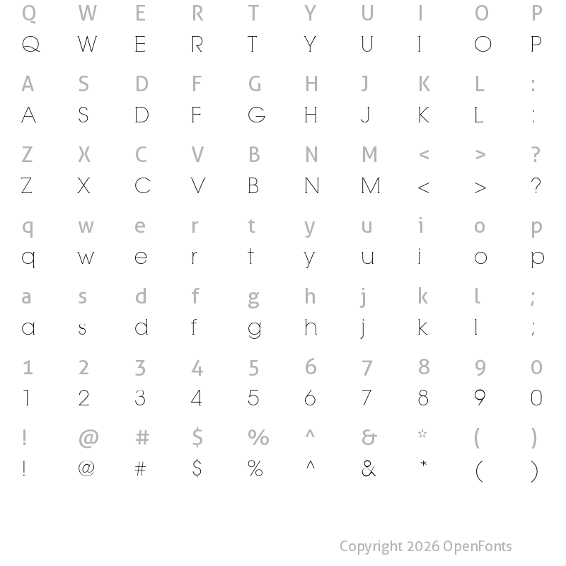 Character Map of RNS Camelia Extra Light