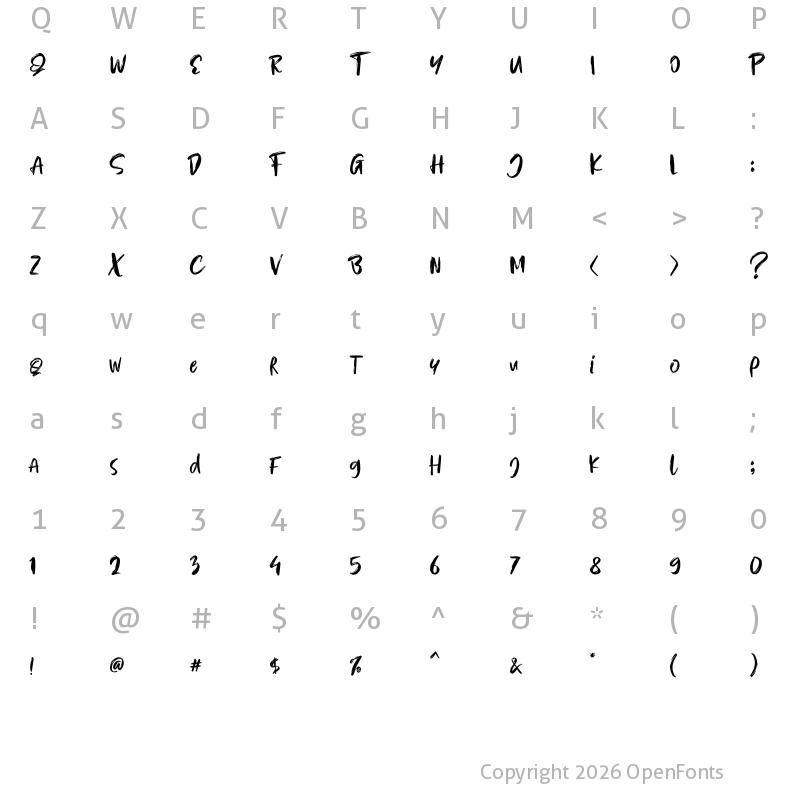 Character Map of Road Story Regular