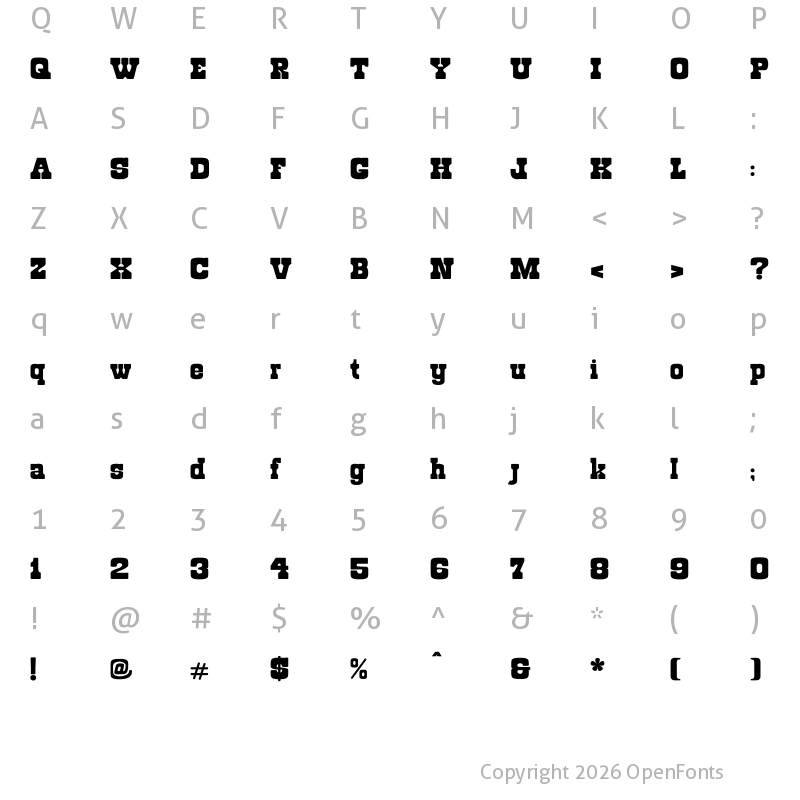 Character Map of Roadway Regular