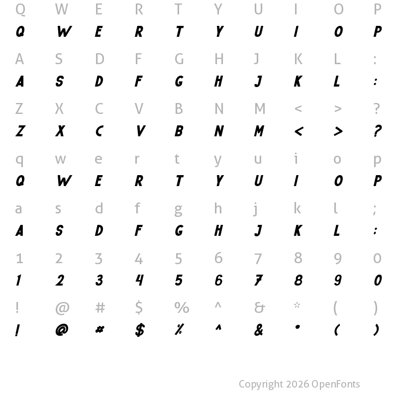Character Map of Roberto BoldItalic
