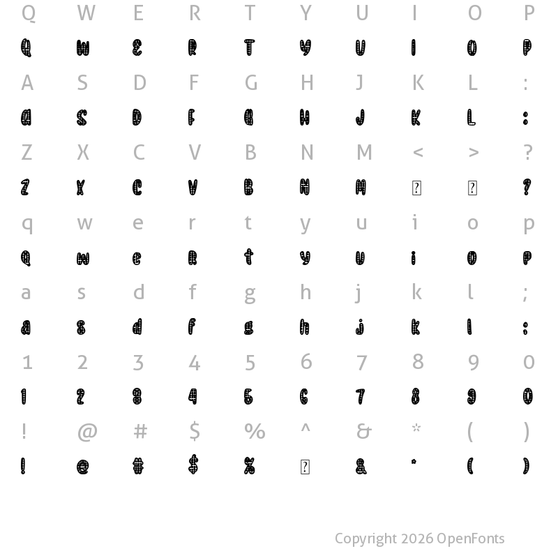 Character Map of Roboboy Regular