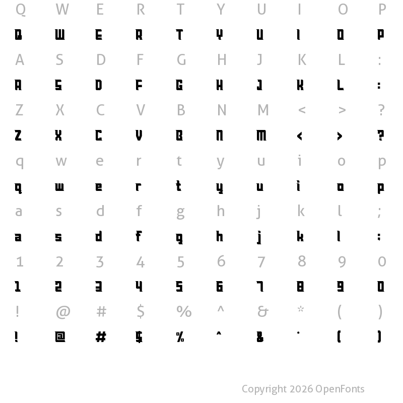Character Map of Roboc Regular