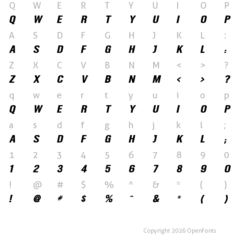 Character Map of Robot Go Italic
