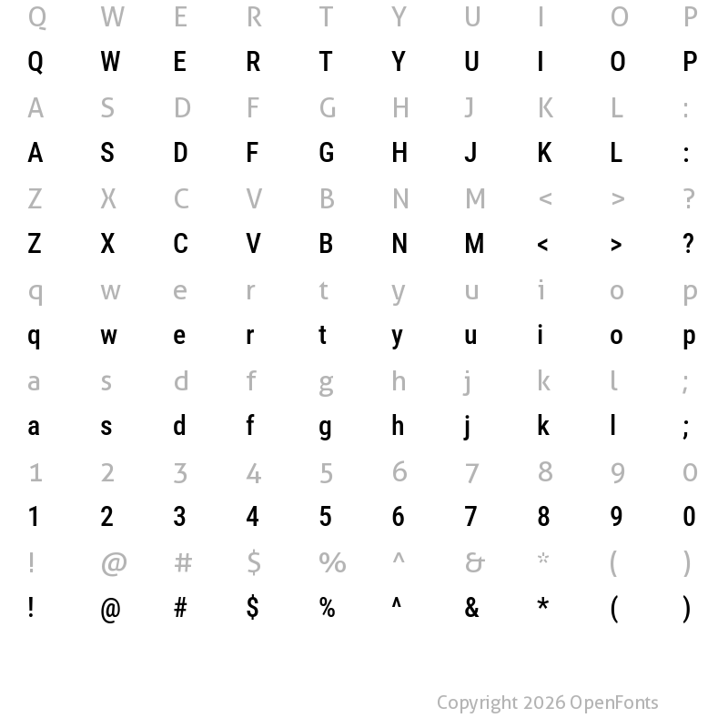 Character Map of Roboto Condensed Medium
