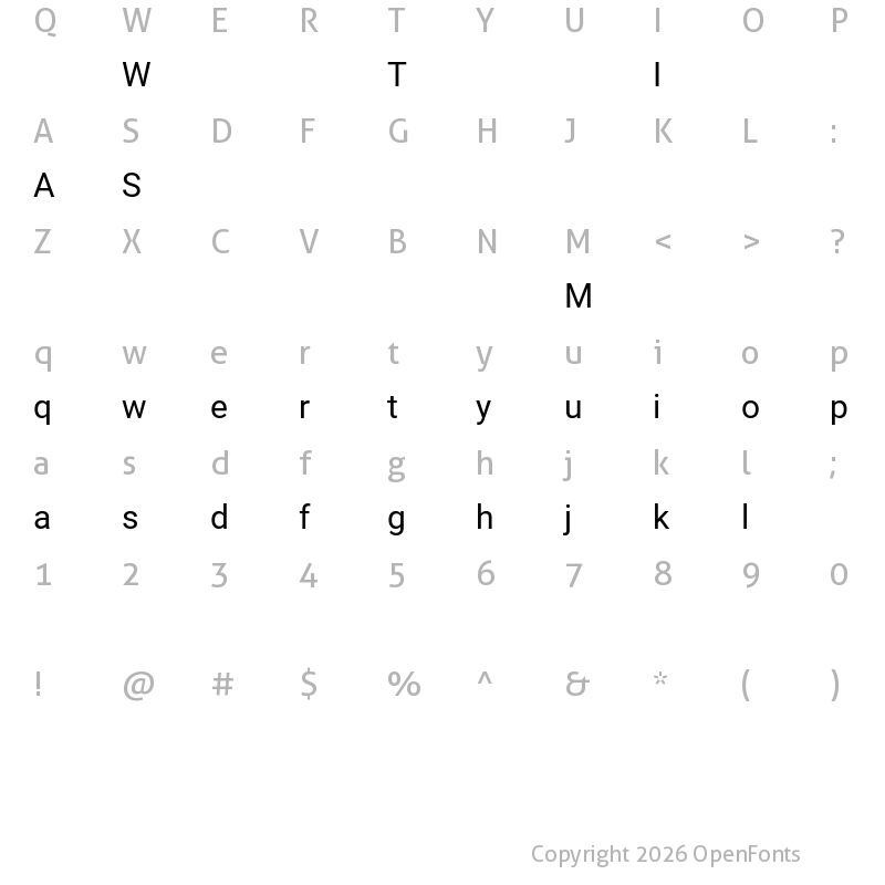 Character Map of Roboto Regular